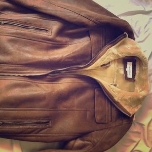 Calvin Klein leather brown jacket small